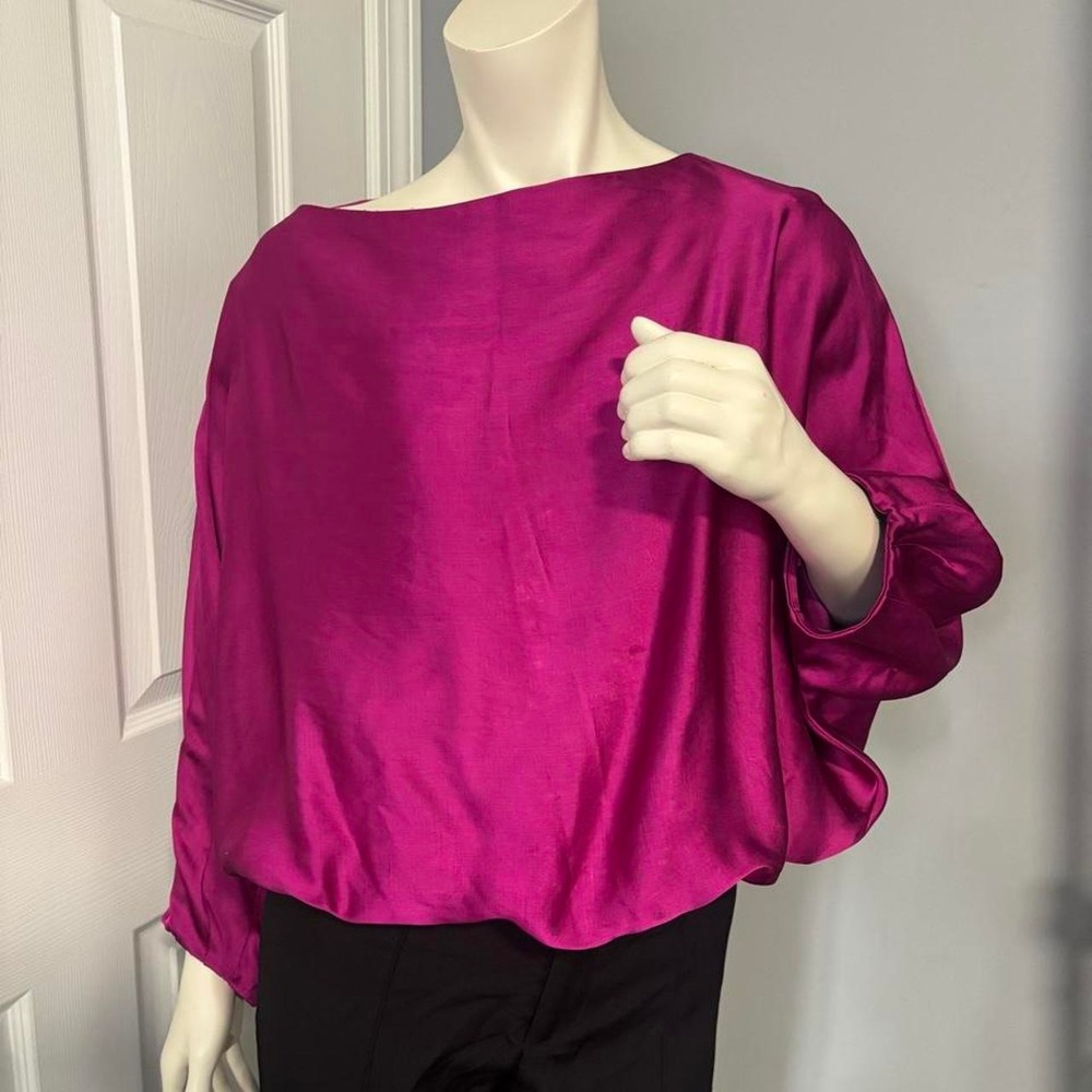Banana Republic Satin Magenta Batwing Blouse